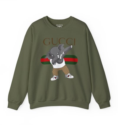 Gucci Elephant Military Green Sweatshirt - Size Usa