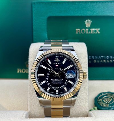 Rolex Sky-dweller 336933 Two-tone Oyster Bracelet Black Index Stick Dial Dial 42mm