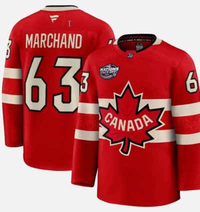 Mens Brad Marchand Jersey 63 Red 2025 4 Nations Face-off Stitched