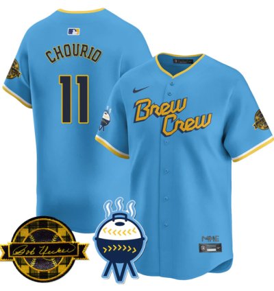 Jackson Chourio Jersey 11 Milwaukee Brewers 2025 Limited Bob Uecker Patch Stitched City Connect