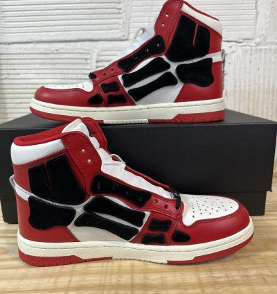 Amiri Skeleton Black Red White High Top Sneaker Sz 42