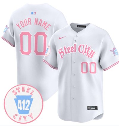 Custom Pittsburgh Pirates Jersey Bubblegum Pink Vapor Premier Limited Stitched White