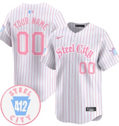 Custom Pittsburgh Pirates Jersey Bubblegum Pink Vapor Premier Limited Stitched Pinstripe