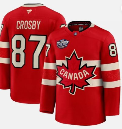 Mens Sidney Crosby Jersey 87 Red 2025 4 Nations Face-off Stitched