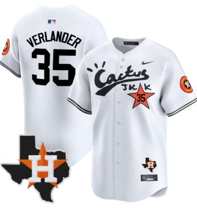 Justin Verlander 35 Houston Astros Cactus Jack Houston Patch Limited Jersey White