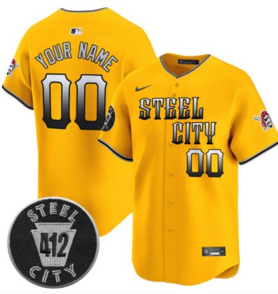 Custom Pittsburgh Pirates Jersey 412 Patch Vapor Premier Limited V8 Stitched Gold