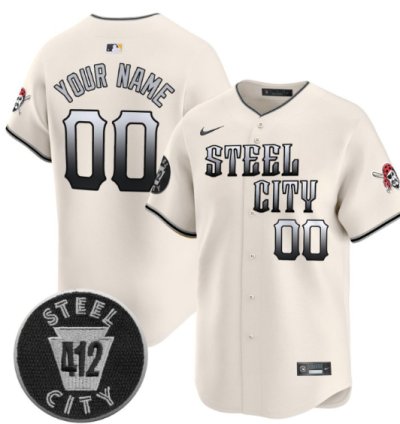 Custom Pittsburgh Pirates Jersey 412 Patch Vapor Premier Limited V8 Stitched Cream