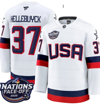 Mens Connor Hellebuyck Jersey 37 Usa White 2025 4 Nations Face-off Stitched