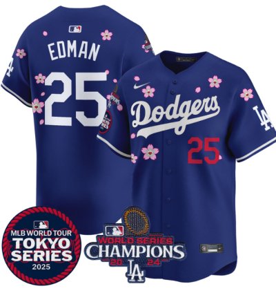 Tommy Edman Jersey 25 Dodgers Tokyo Series 2025 World Series Champions Patch Royal