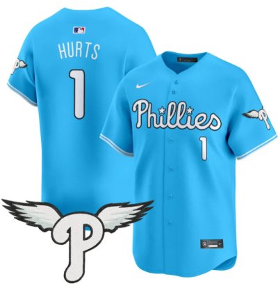 Jalen Hurts Jersey 1 Philadelphia Phillies 2025 Vapor Premier Limited Stitched Light Blue