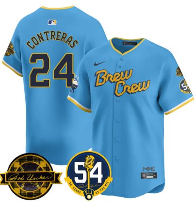 William Contreras Jersey 24 Milwaukee Brewers 2025 Bob Uecker 54 Seasons For Brewers Stitched City Connect