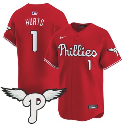 Jalen Hurts Jersey 1 Philadelphia Phillies 2025 Vapor Premier Limited Stitched Red