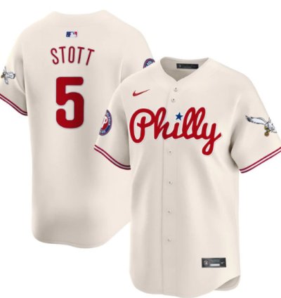 Bryson Stott Jersey 5 Phillies And Eagles Vapor Premier Limited Stitched Cream