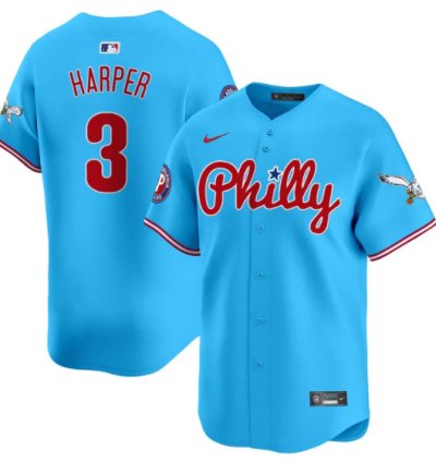 Bryce Harper Jersey 3 Phillies And Eagles Vapor Premier Limited Stitched Light Blue