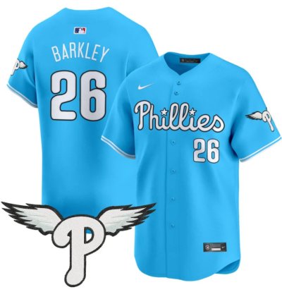 Saquon Barkley Jersey 26 Philadelphia Phillies 2025 Vapor Premier Limited Stitched Light Blue