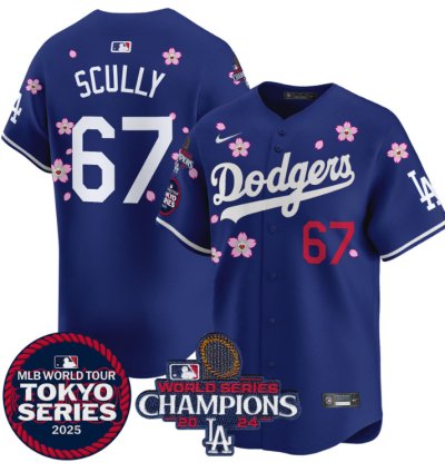 Vin Scully Jersey 67 Dodgers Tokyo Series 2025 World Series Champions Patch Royal