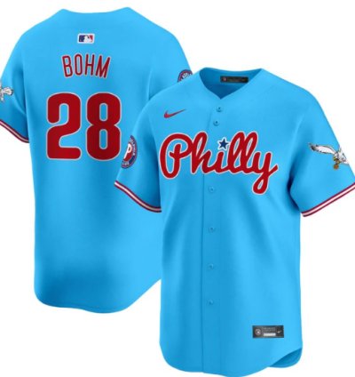 Alec Bohm Jersey 28 Phillies And Eagles Vapor Premier Limited Stitched Light Blue