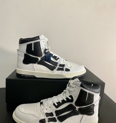 Amiri Skeleton High White Black Leather Sneaker