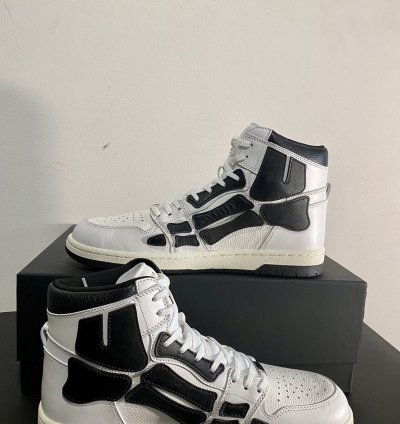 Amiri Skeleton High White Black Leather Sneaker