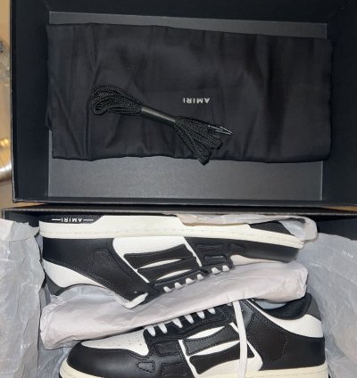 Amiri Skeleton Low Black White 11 with Shoe Bags