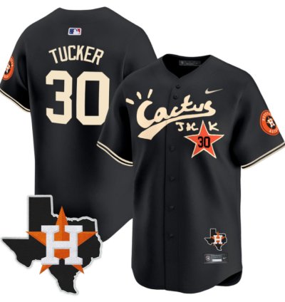 Kyle Tucker 30 Houston Astros Cactus Jack Houston Patch Limited Jersey Black