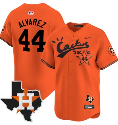 Yordan Alvarez 44 Houston Astros Cactus Jack Houston Patch Orange Limited Jersey