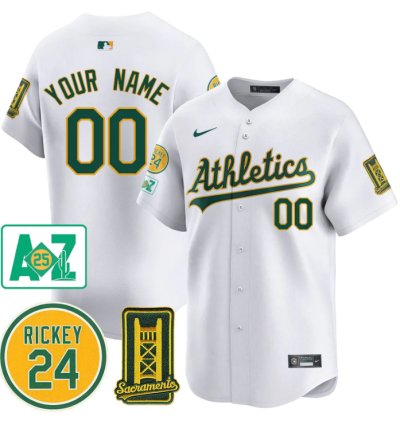 Custom Oakland Athletics Jersey 2025 Sacramento Rickey Henderson Stitched White