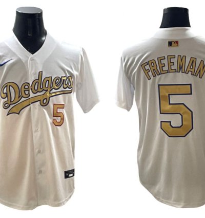 Los Angeles Dodgers 5 Freddie Freeman White 2025 Gold Collection Limited Jersey