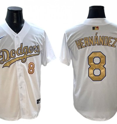 Los Angeles Dodgers 8 Enrique Hernández White 2025 Gold Collection Limited Jersey