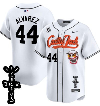 Yordan Álvarez 44 Houston Astros Cactus Jack Patch V2 Men Jersey - White