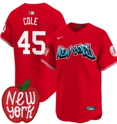 Gerrit Cole Jersey 45 New York Yankees Apple Patch Vapor Premier Limited Stitched Red