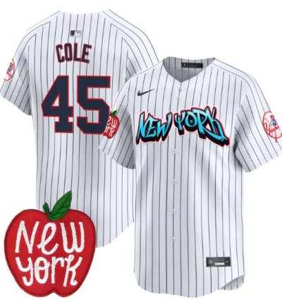 Gerrit Cole Jersey 45 New York Yankees Apple Patch Vapor Premier Limited Stitched Pinstripe
