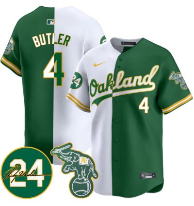 Lawrence Butler Jersey 4 Oakland Athletics 2025 Rickey Henderson Memorial Stitched Split