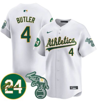 Lawrence Butler Jersey 4 Oakland Athletics 2025 Rickey Henderson Memorial Stitched White
