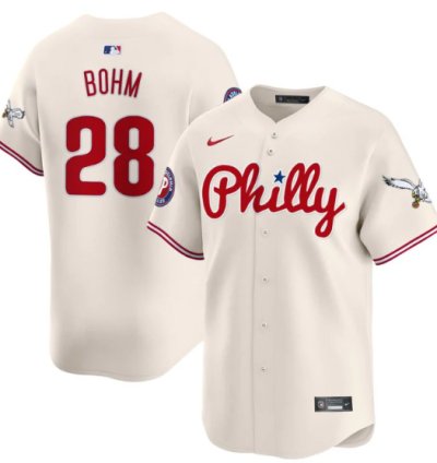 Alec Bohm Jersey 28 Phillies And Eagles Vapor Premier Limited Stitched Cream
