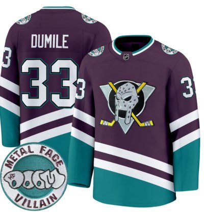 Men Mf Doom Jersey 33 Anaheim Ducks Metal Face Villain Patch Stitched