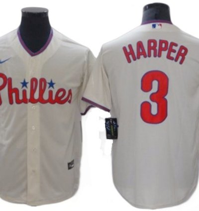 Philadelphia Phillies 3 Bryce Harper Cream Alternate Jersey
