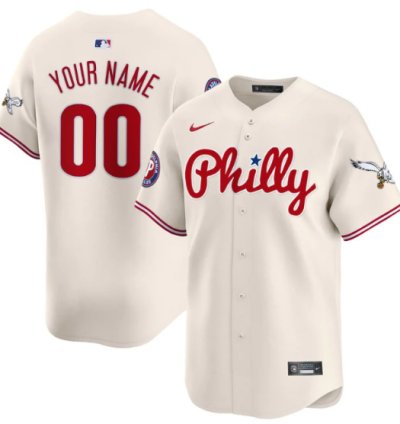 Custom Phillies And Eagles Jersey Name Number Vapor Premier Limited Stitched Cream