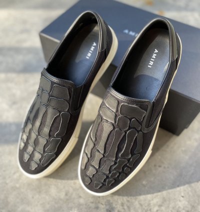 Amiri Skeleton Slip Ons In Black