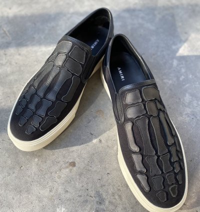 Amiri Skeleton Slip Ons In Black