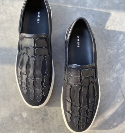 Amiri Skeleton Slip Ons In Black