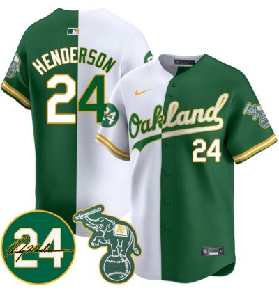 Ricky Henderson Jersey 24 Oakland Athletics 2025 Rickey Henderson Memorial Stitched Split