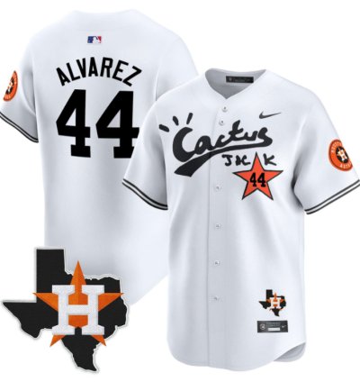 Yordan Alvarez 44 Houston Astros Cactus Jack Houston Patch Limited Jersey White