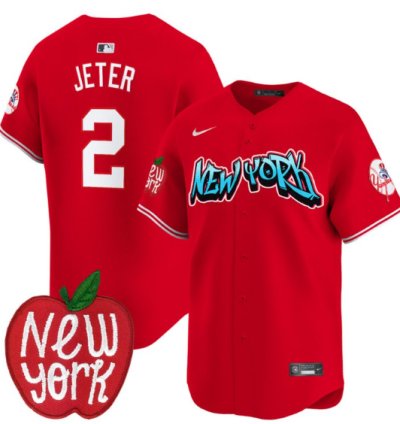 Derek Jeter Jersey 2 New York Yankees Apple Patch Vapor Premier Limited Stitched Red