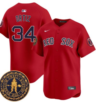 David Ortiz Jersey 34 Boston Red Sox Freedom Trail Patch Vapor Premier Limited Stitched Red