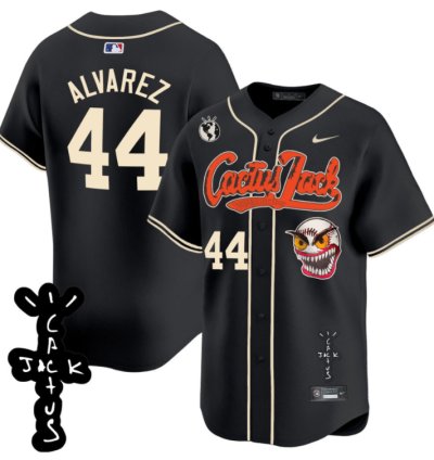 Yordan Álvarez 44 Houston Astros Cactus Jack Patch V2 Men Jersey - Black