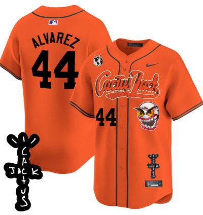 Yordan Álvarez 44 Houston Astros Cactus Jack Patch V2 Men Jersey - Orange