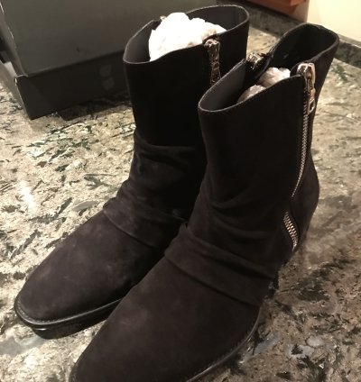 Amiri Skinny Stack Black Suede Boots - Bnib