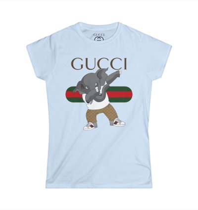 Gucci Elephant Light Blue Women T-shirt - Size Usa