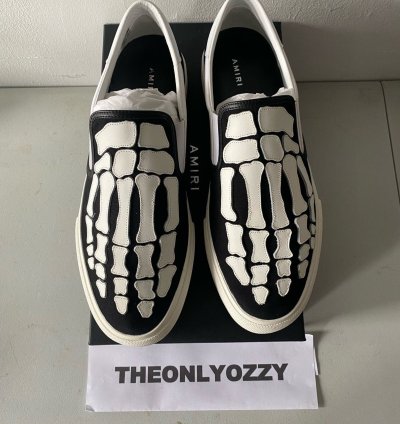 Amiri Slip On Bones Skel Toe Sneakers Black White Sz 46 13